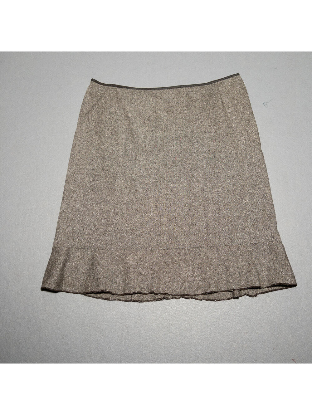 Vintage Valerie Stevens Brown Wool Blend Skirt with Ruffle Hem - Picture 2 of 5